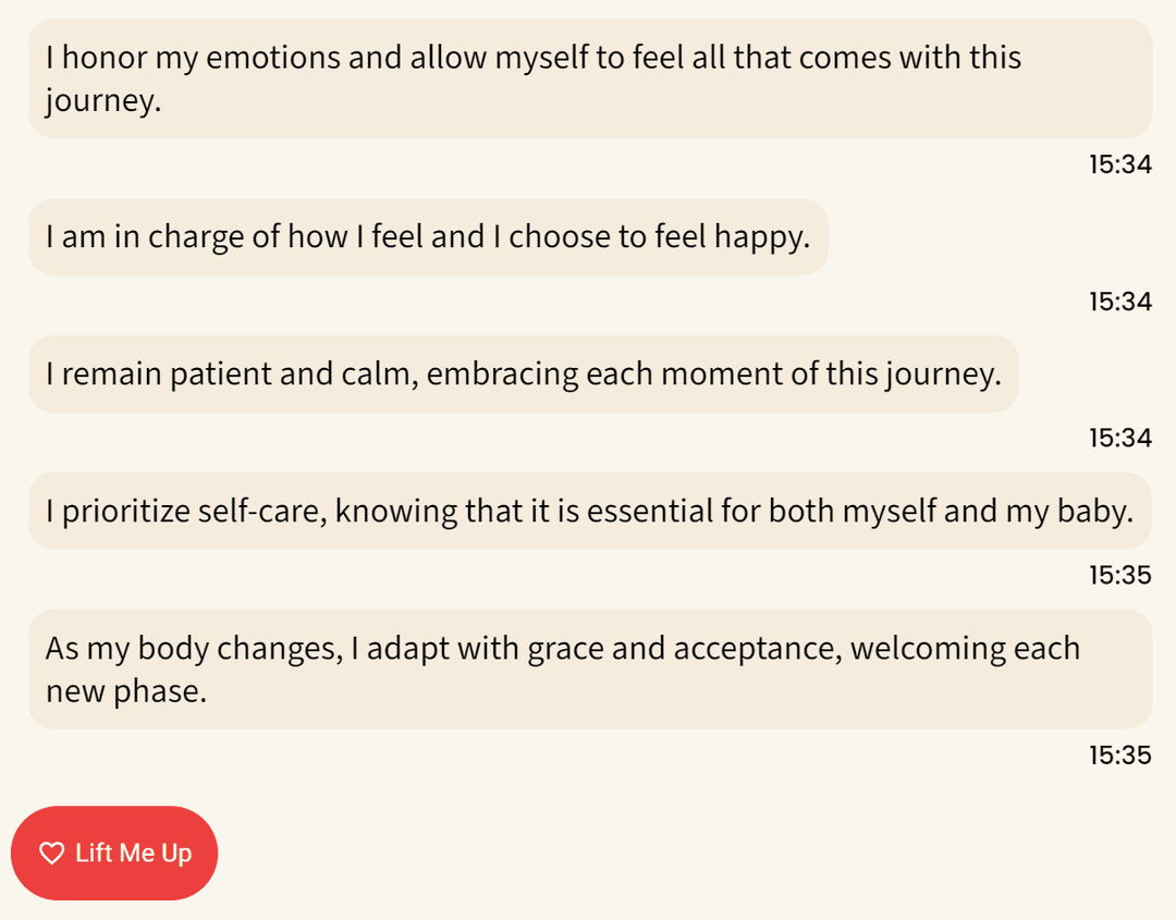 Positive affirmations screenshot
